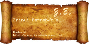 Zrinyi Barnabás névjegykártya