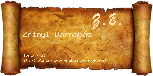 Zrinyi Barnabás névjegykártya